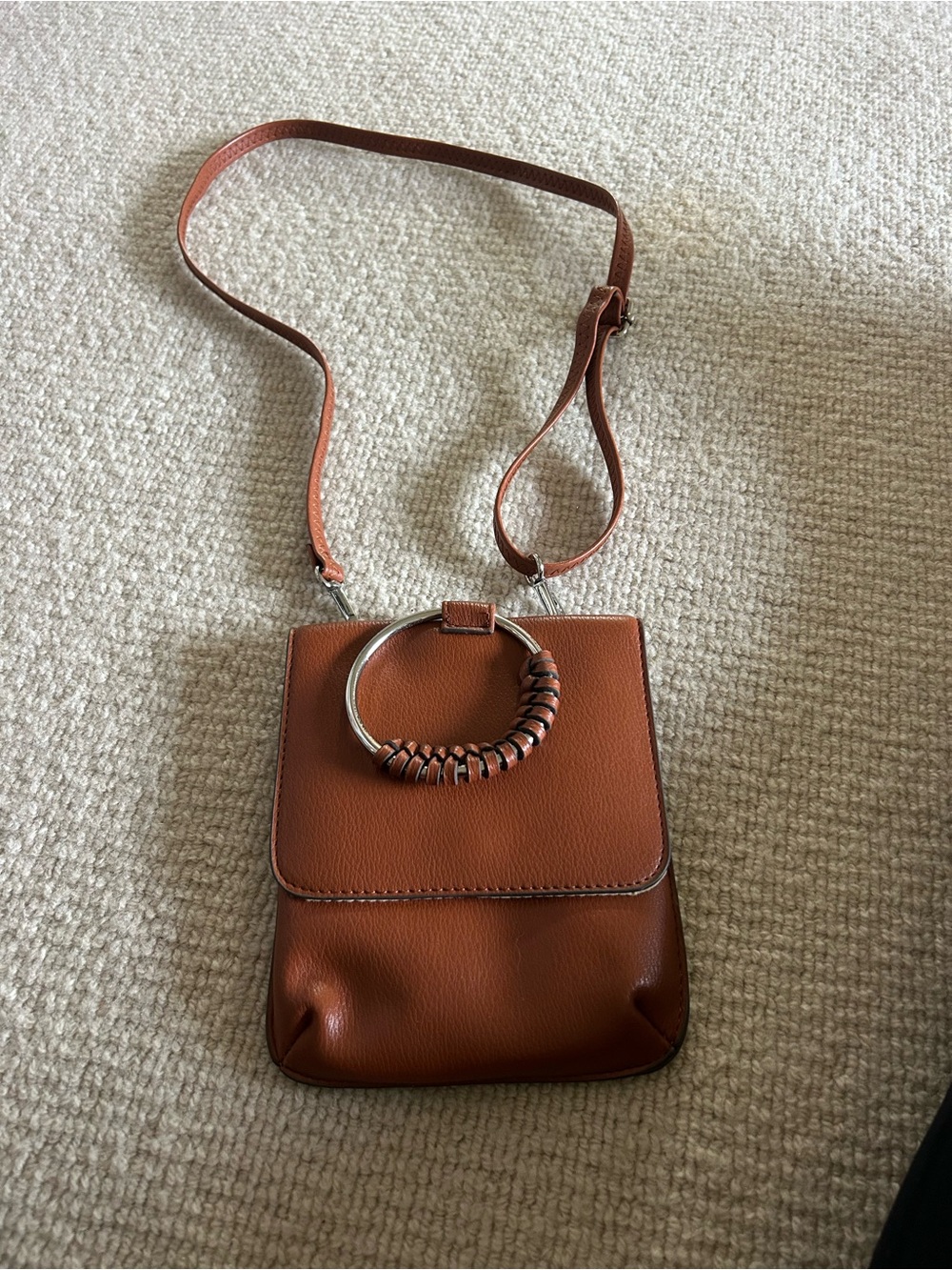 Collection XIIX Brown Crossbody Bag with Silver Ring Accent